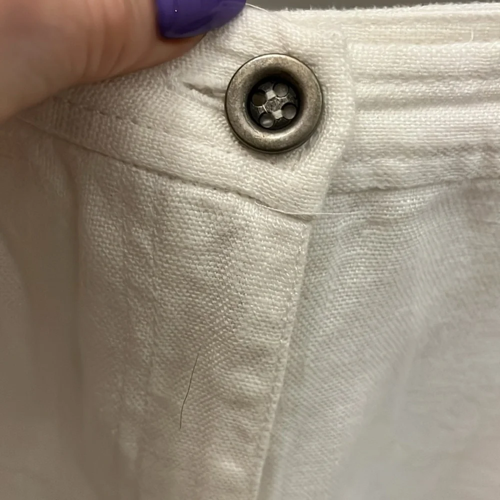 Eileen Fisher Wide Leg Pants Organic Linen Cropped White Size 12 - Picture 4 of 12